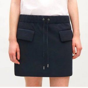 COS Drawstring Scuba Skirt Navy Blue L